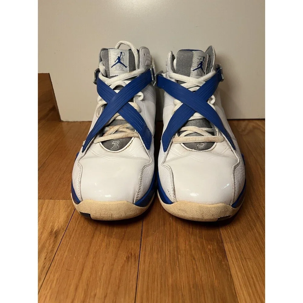 Jordan 8.0 Shoes Mens Size 10.5 White Blue Basketball Sneakers 467807-102